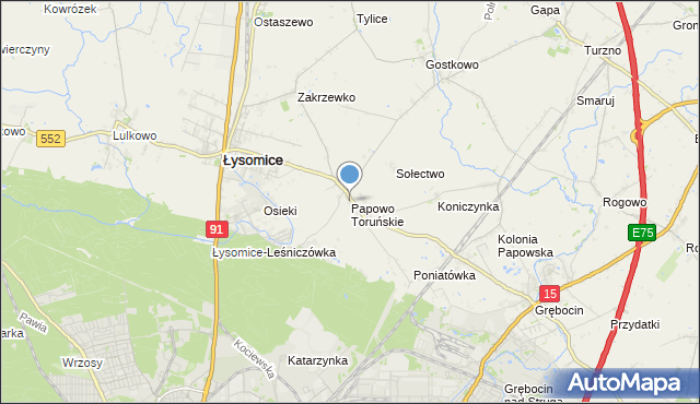 mapa Papowo Toruńskie, Papowo Toruńskie na mapie Targeo